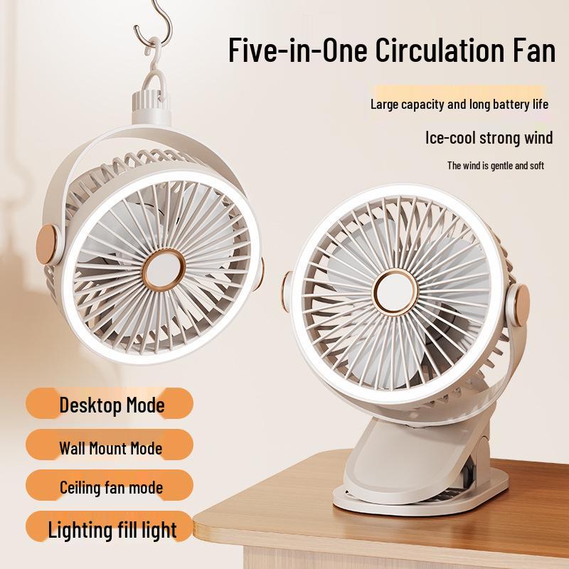 Multifunctional Wall-Mounted Clip Fan with Night Light - Ideal for Dorms & Offices