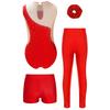 Mädchen Glitzer Strass Turnen Leotard Set Bund Shorts Leggings Kopfbedeckung Eiskunstlauf Outfit