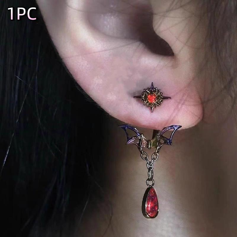 Gothic Feather Drop Earrings For Women Punk Zircon Geometric Personality Ear Buckle Earrings Y2K Jewelry Gifts