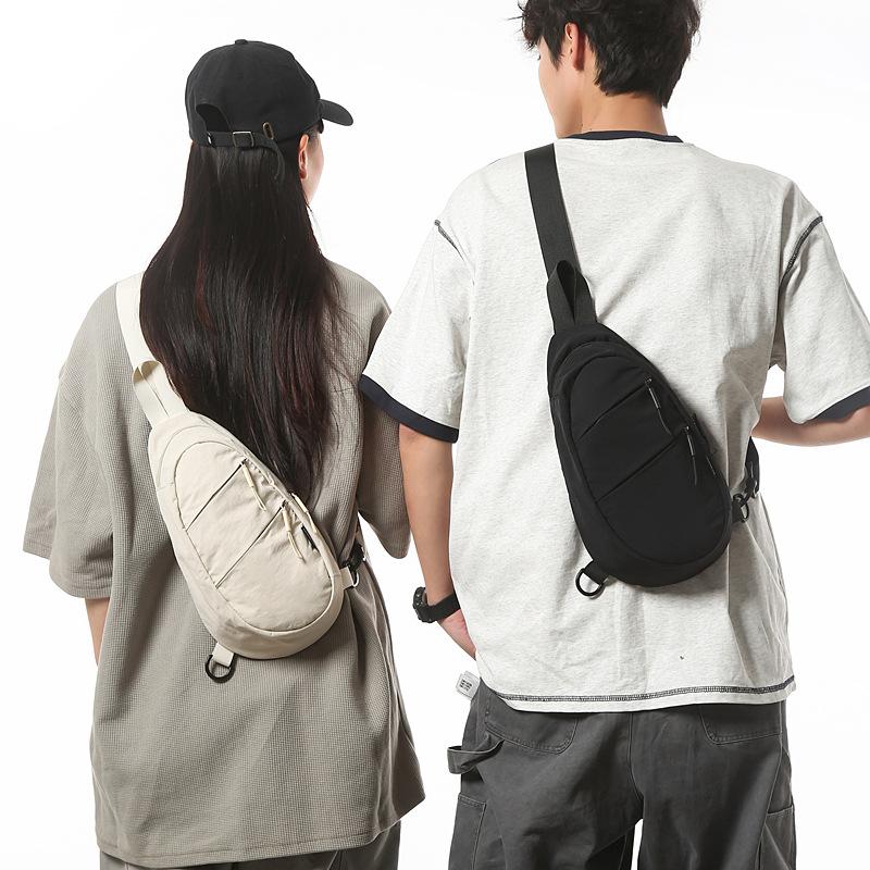 Breast bag Men's ISN trendy brand solid color messenger bag Casual versatile high-end shoulder bag Multifunctional commuter mobile phone bag