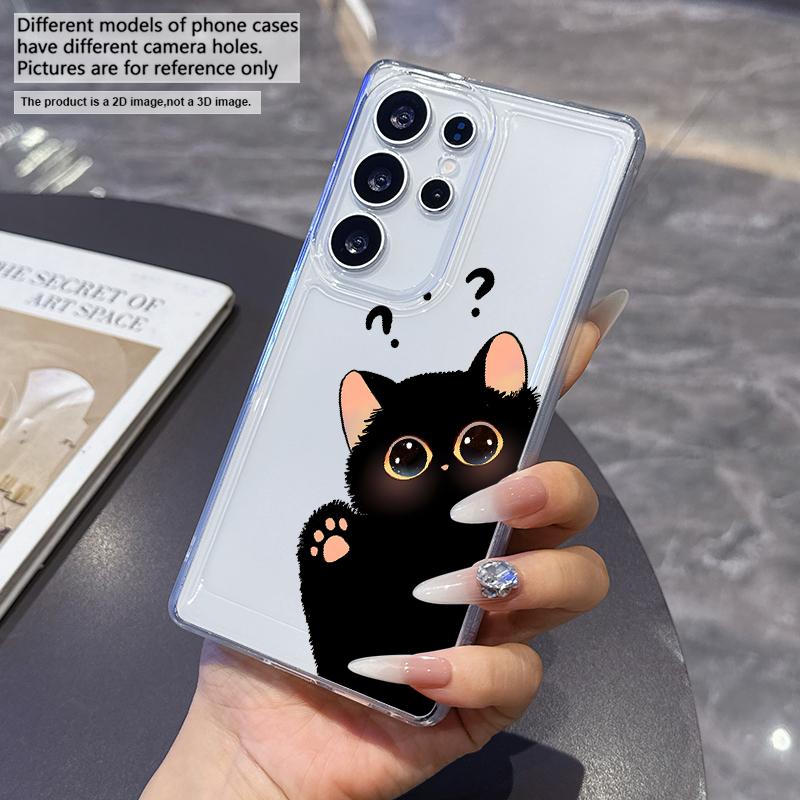 Cartoon problem cat Phone Case for Samsung A22 A23 A24 25 26 A31 32 33 34 35 50 51 52 53 54 55 71 72 73 Transparent Soft Covers