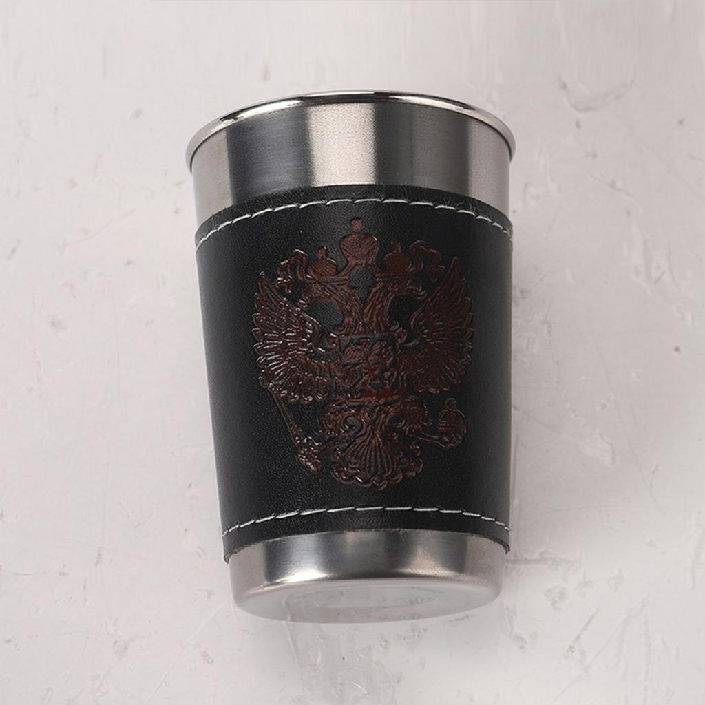 Sada nerezových panáků Přenosný kožený obal Spojené panáky Objem 30/70/180 ml pro setkání