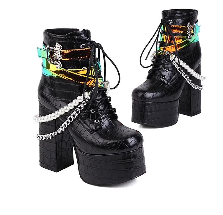 Fashion New Fashion Big Size Autumn Boots Women Platform Gothic Cool Buckle Motorcycle Boots Punk Street Winter Shoes For Woman