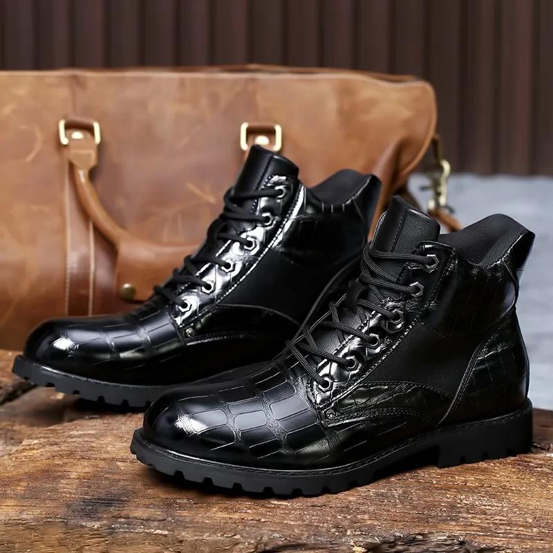 Autumn Winter Men Boots Comfortable Motorcycle Boots Men Footwear Rubber Ankle Boots Men Shoes Size 38-48