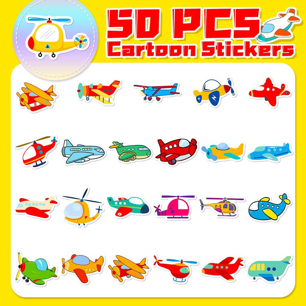 50 Cartoon Airplane Stickers Creative Personality Cute Cartoon Transportation Airplane Stickers