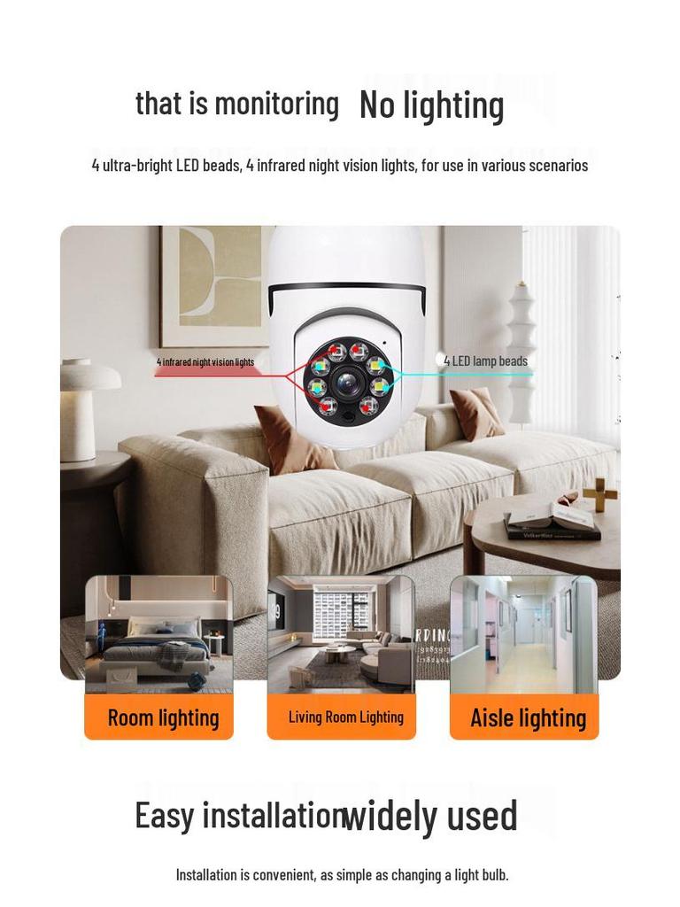 360° Panorama Smart Lampenhalter Kamera - 1080P HD Drahtlose Multifunktionale Überwachung
