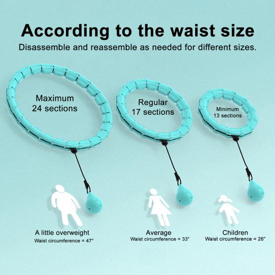 Yousheng Weighted Fitness Hoop with 24 Detachable Knots Adults Weight Loss Fat Burning Waist Toning Fitness Circle Women Men Strengthening Waist Ring