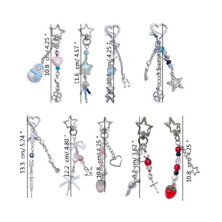 Sweet Star Heart Bead Charm Pendant Chain Phone Straps Pocket Keychain Strap
