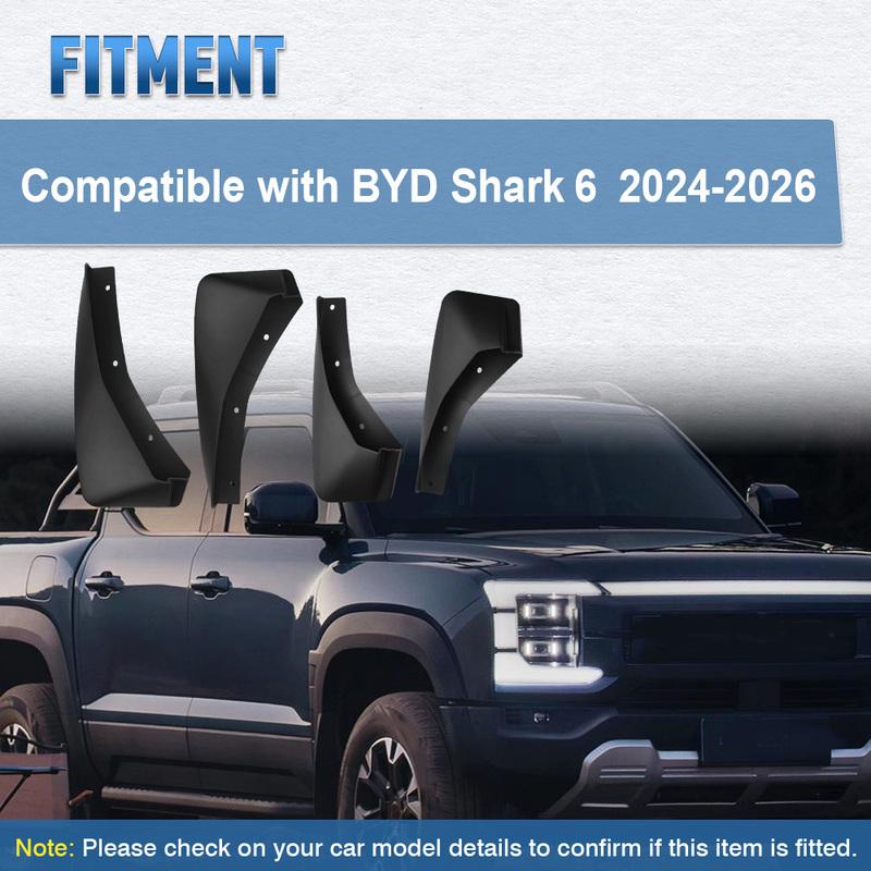 4pcs Car Front Rear Fender Mudguard Splash Guards Wheel Tire Mud Flaps Protector  For BYD Shark 6 2024 2025 2026