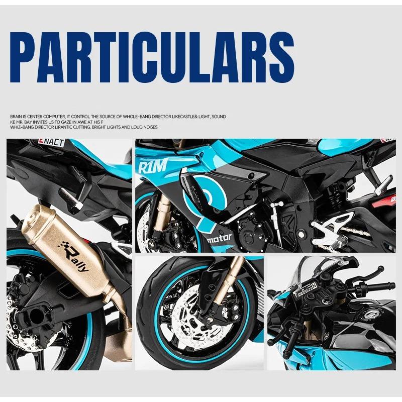 1/12 Yamaha YZF-R1M Alloy Racing Motorcycle Model Simulation Diecast Metal Cross-Country Motorcycle Model Sound and Light Kids Toy Gift