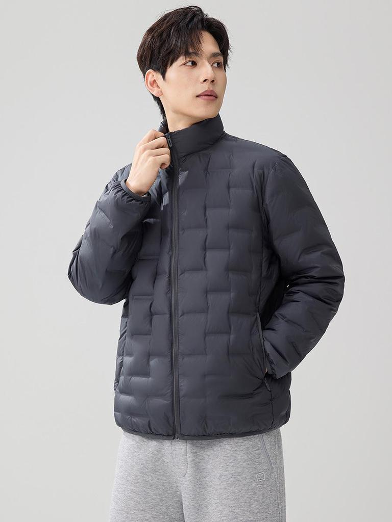 2025 Men's Autumn/Winter Lightweight 90% White Duck Down Jacket - Fashionable Short Stand Collar Style