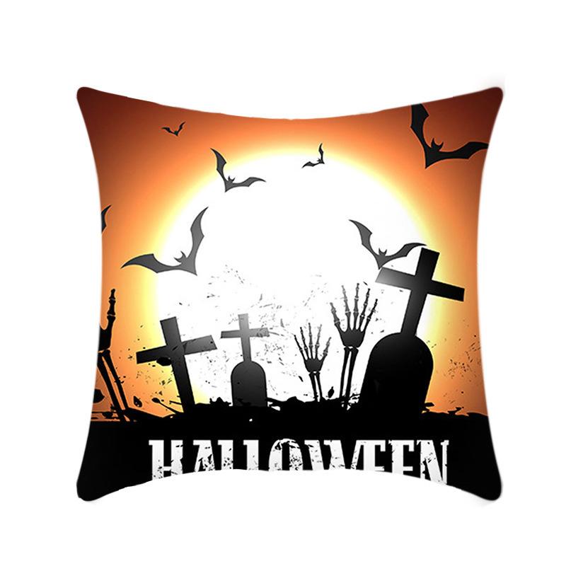 Halloween Throw Pillow Cover Linen Print Halloween Home Decor Cushion Cover Sofa Cushion Back Cushion