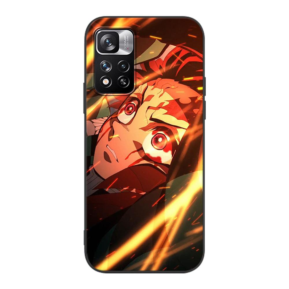 Demon Slayer Case for Xiaomi Redmi Note 9S 9 11 10 8 Pro 9C 9 K40 9A 7 8T 7A 9T Soft Silicone Coque Anime Black Phone Cover Fall