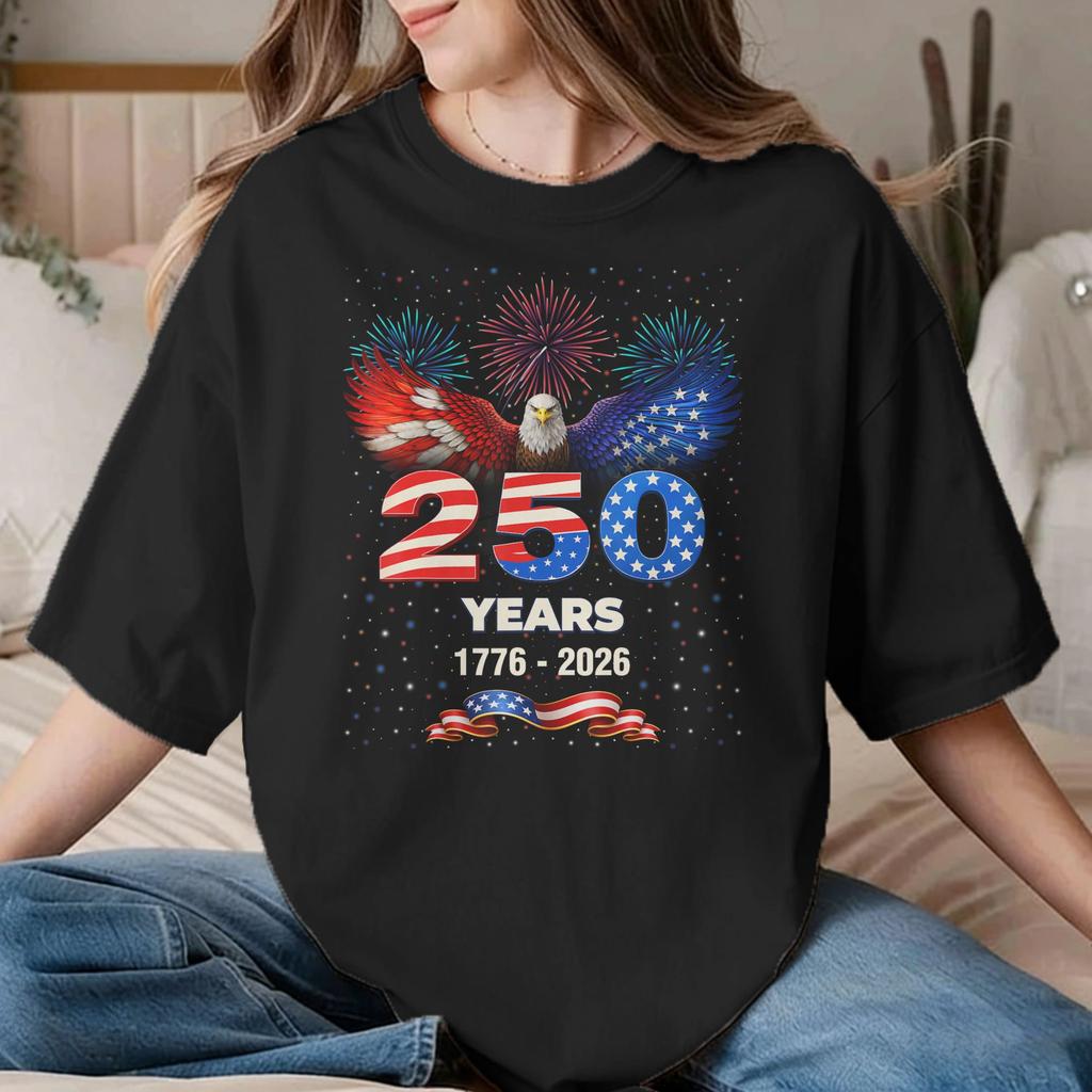 Unisex Unisex TShirt Eagle 250 Years of Freedom USA 17762026 Patriotic Vintage Pure Cotton Tees T Shirt Clothing Birthday Present
