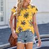 Damenmode Lässig Kurzarm Basic Textur Floral Rundhals T-Shirt Kappenärmel Top