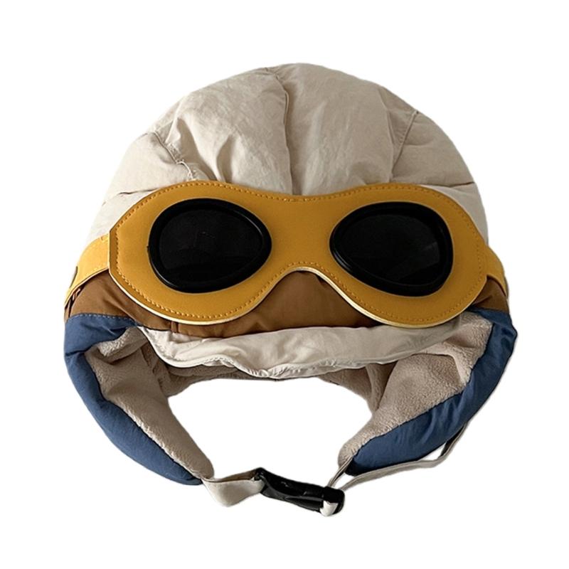 Adjustable Winter Pilot Cap With Goggles Ear Protections For Infants Soft Nylon Flight Hat For Role Play Costumes