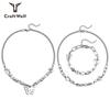 Urban Hip Hop Pearl & Crystal Reflective Stainless Steel Necklace - Titanium Clavicle Chain for Couples