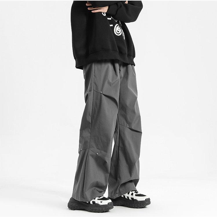 2024 frühling Gerade Casual Hosen Für Männer Breite Bein Einfarbig Cargo Hosen Elastische Taille Harajuku männer Hosen