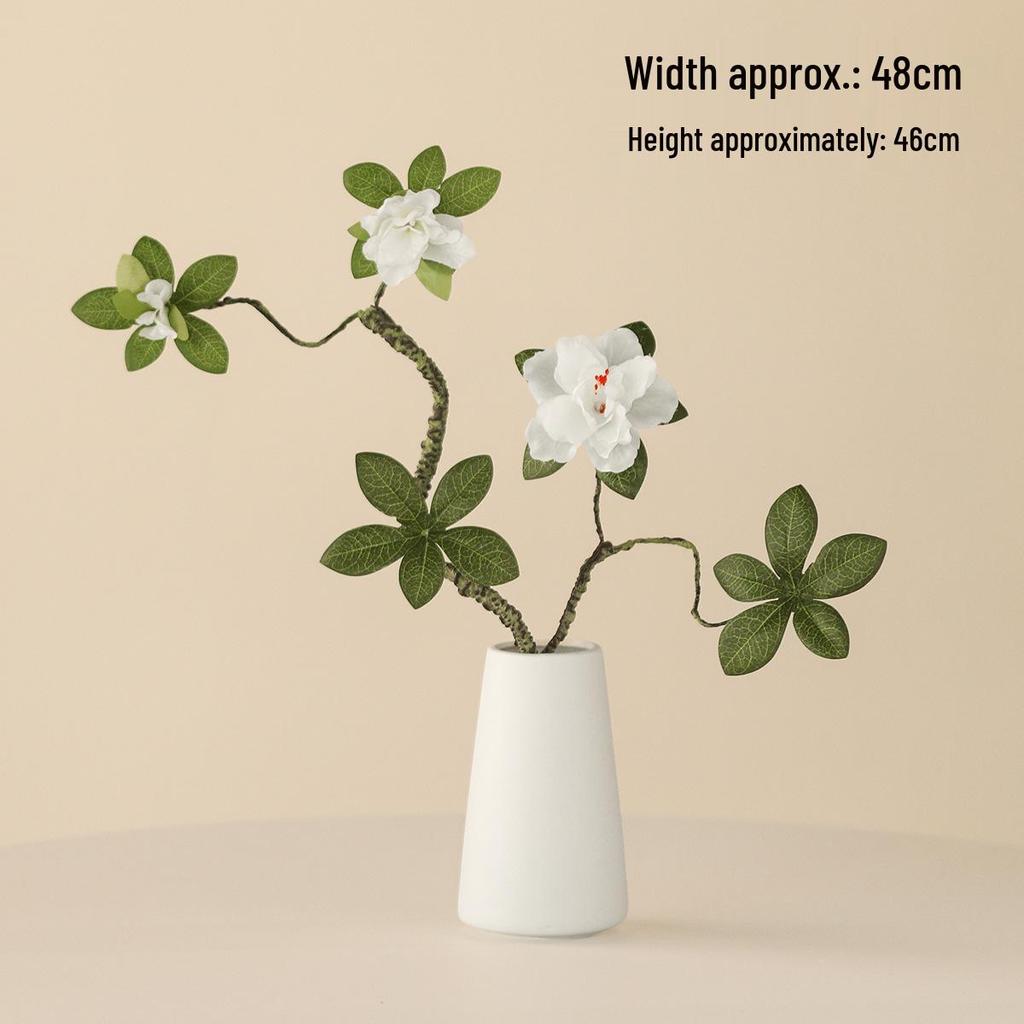 Minimalist Zen Azalea Arrangement: High-End Artificial Potted Plant for Living Room Decor