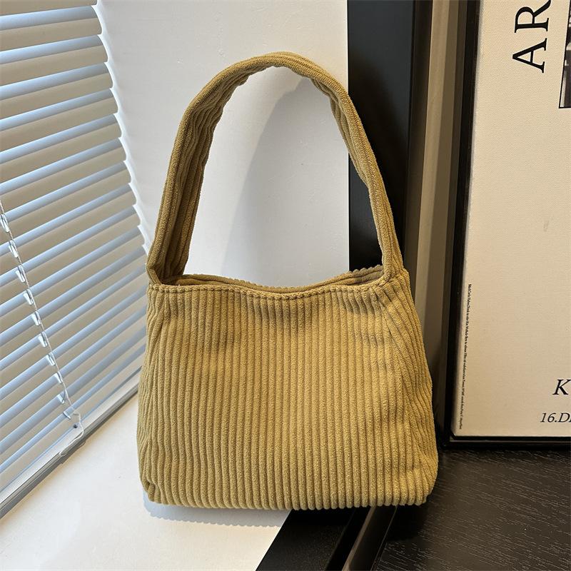 

Текстурированная сумка-шоппер большой вместимости женская однотонная вельветовая ретро повседневная для работы простая, свежая и литературная 2025 жёлтый