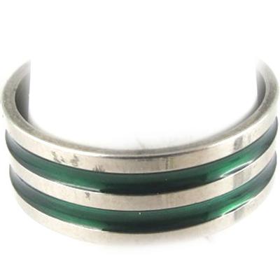 Steel Ring 'Peaceful' Silver Green - 7 Mm