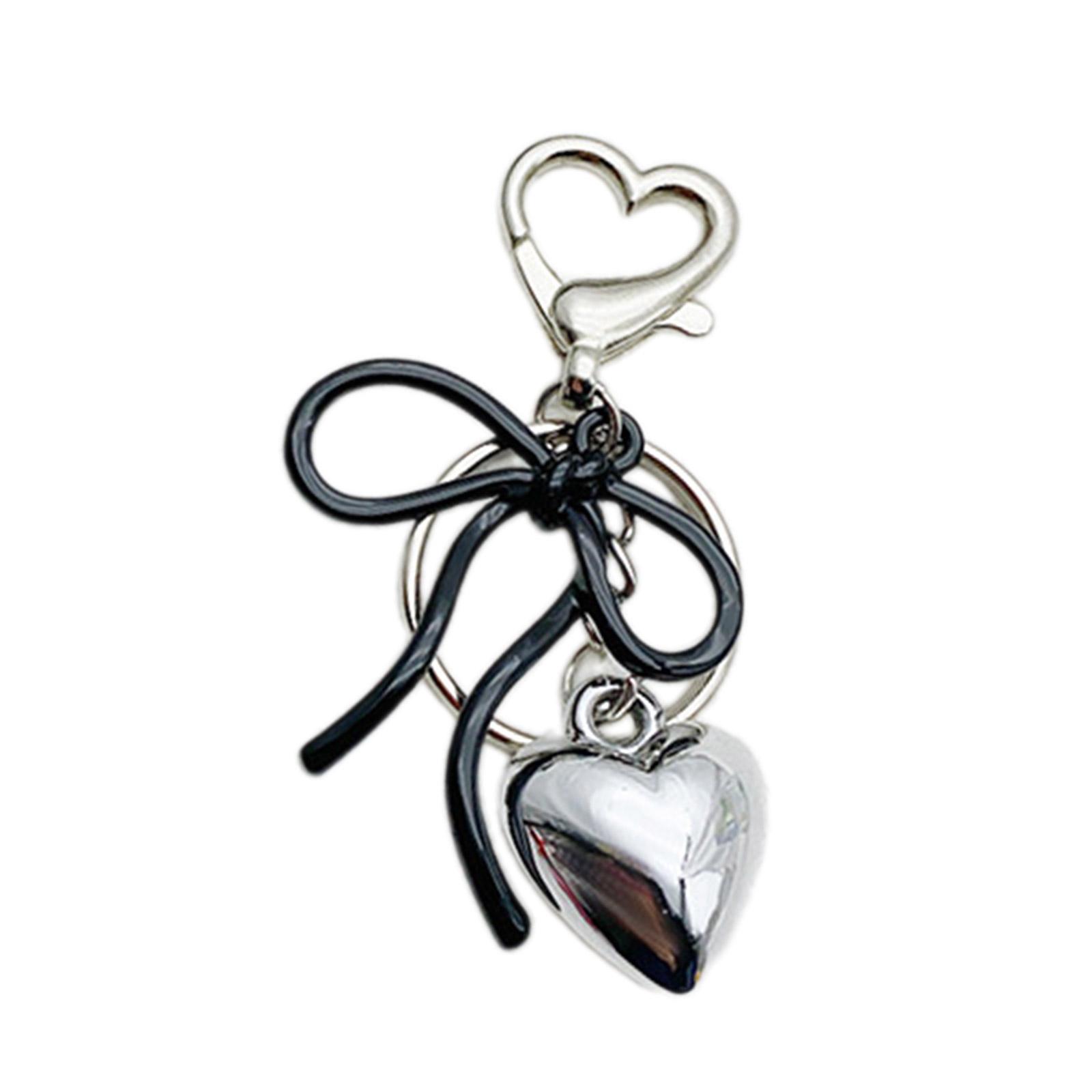 

Металлический бант в форме сердца, очаровательные брелки, простой кулон, автомобильный брелок, украшение для рюкзака, модные украшения для женщин и девочек чёрный