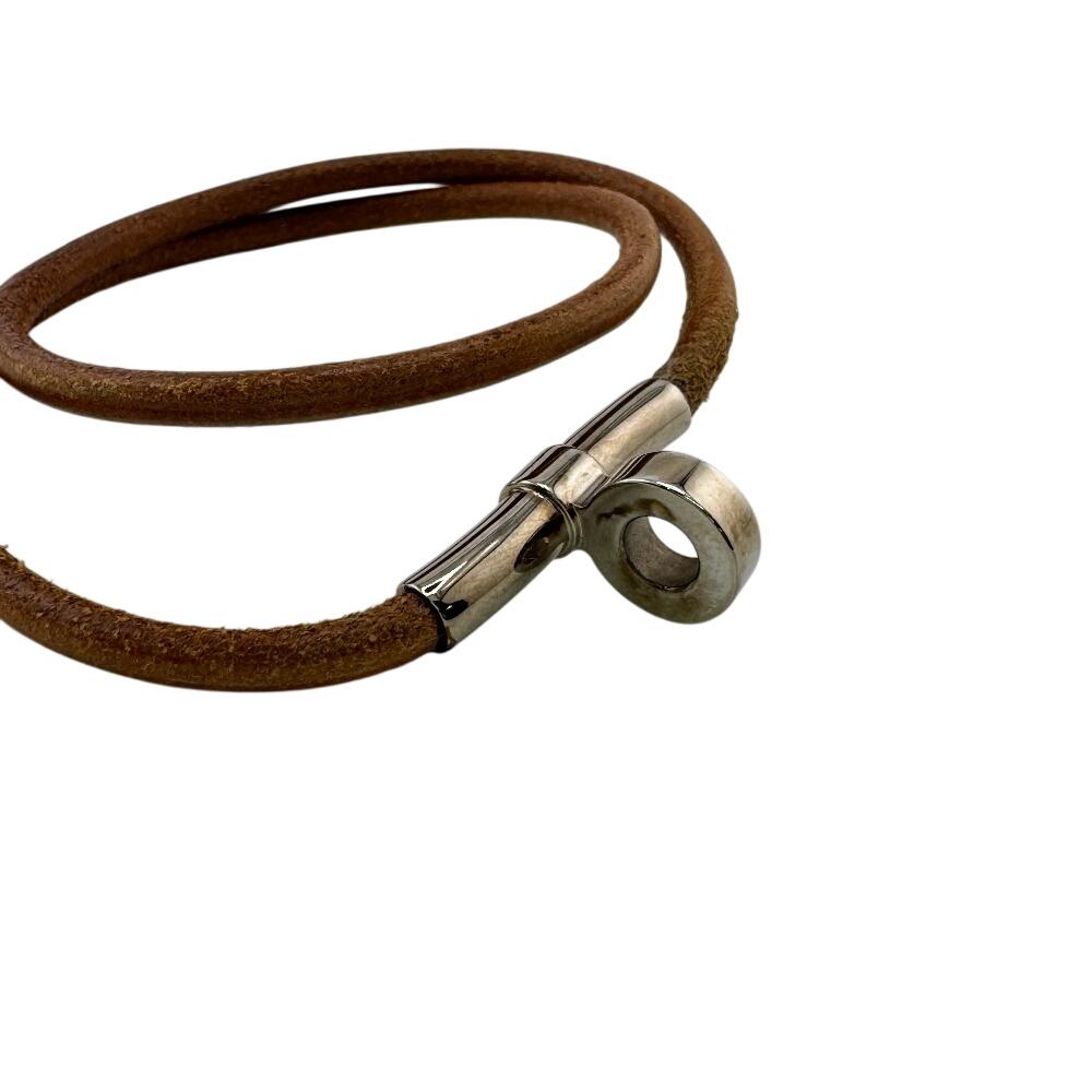 HERMES bracelet leather Duble Kelly choker Brown leather unisex Used