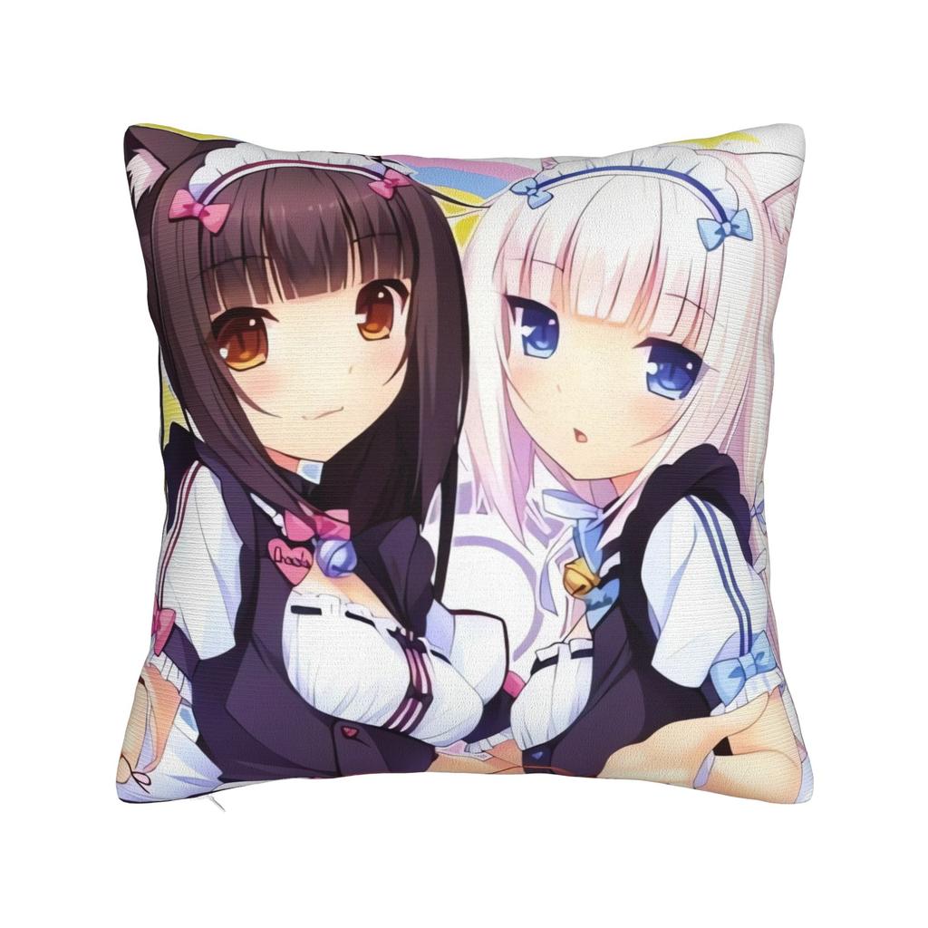 Pillow Case Super Kawaii Game Nekopara Chocola Vanilla Square  Pillow Cover For Living Room Bed Chair Fashion Pillowcases