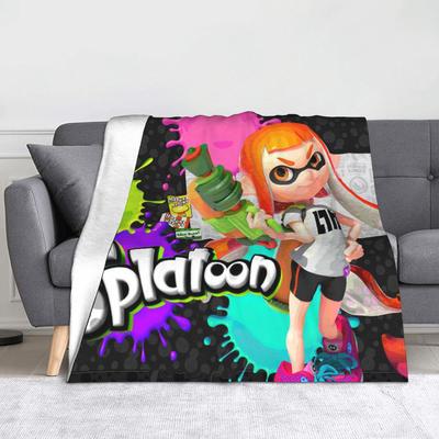 Koc Flanelowy do Gry Wideo Splatoon Zimowy Wielofunkcyjny Ultra Miękki Koc Piknikowy do Domu Samochodu Narzuta na Łóżko