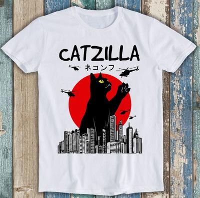 Catzilla Cat Humorous Japanese Funny Gift Tee T Shirt  2535