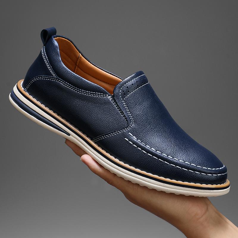 Genuine Leather Men's Shoes Fashion Breathable Men Casual Shoes Outdoor Flats Driving Shoes Large Size Men Loafers Sneakers