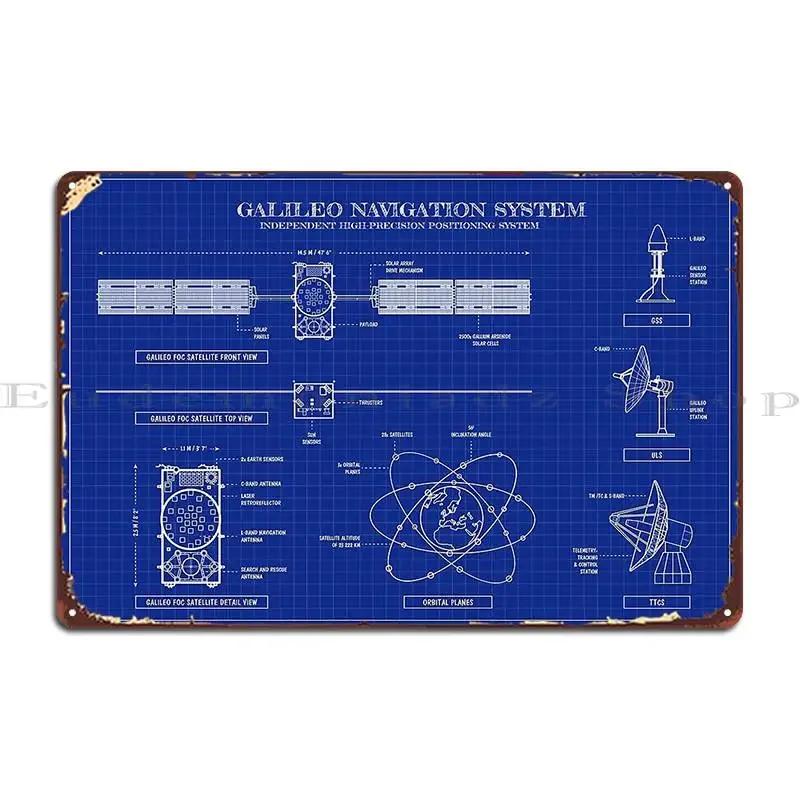 

Galileo Navigation System Horizontal Blueprint Metal Sign Garage Party Printing Cinema Kitchen Tin Sign Poster 20x30cm