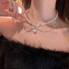 Fashion Elegant Double Layered Butterfly Pearl Necklace For Woman Romantic Sweet Attractive Wedding Jewelry Anniversary Gift
