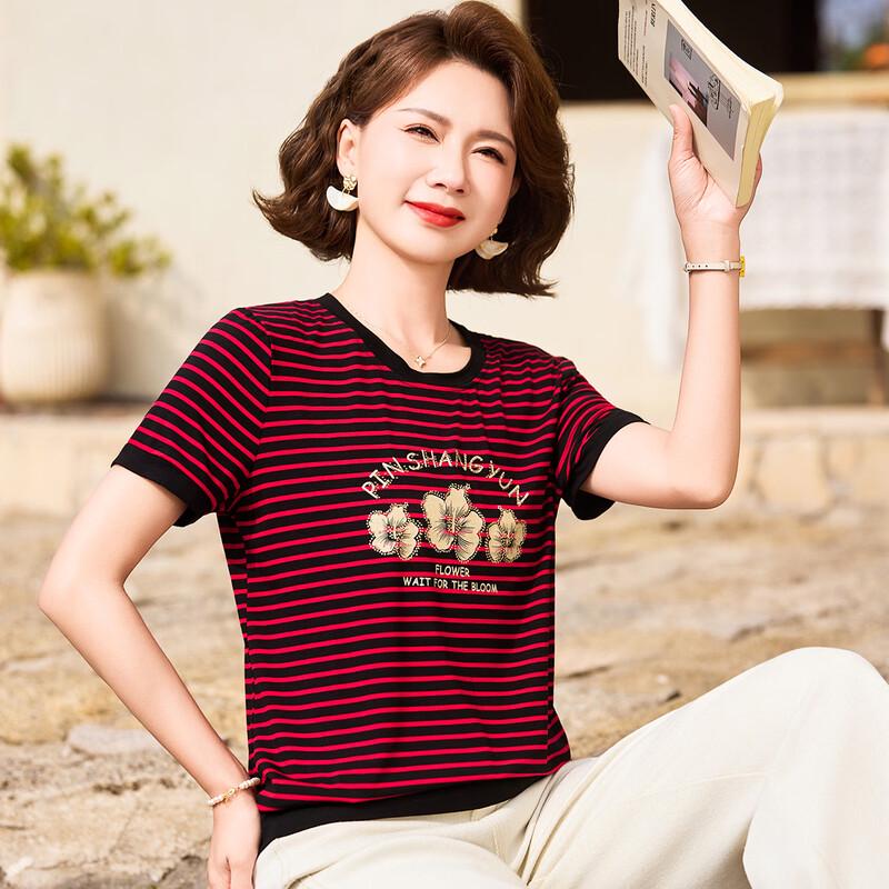 

Pastime Women s Striped Letter Print T-Shirt 2XL