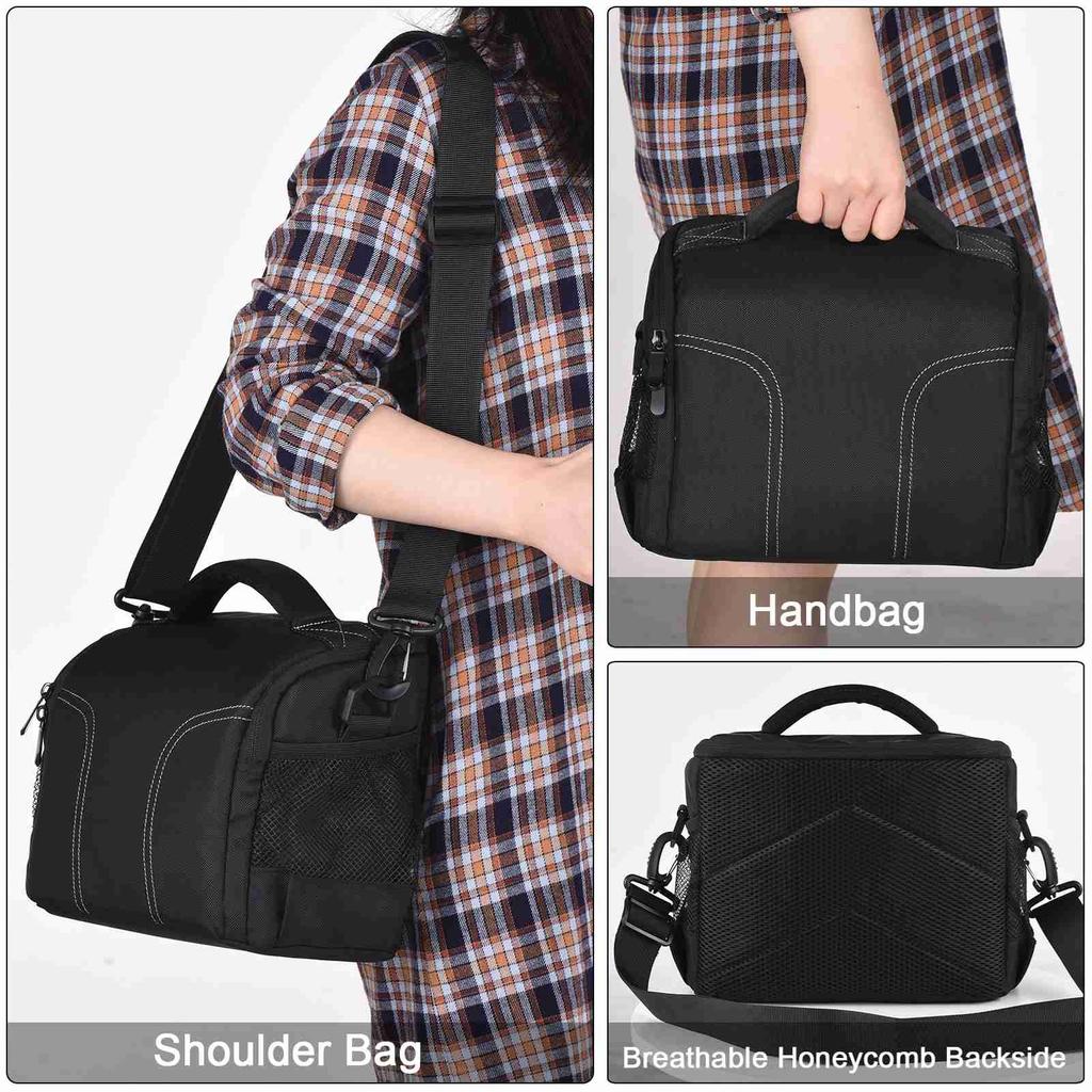 Camera Bag Water Resistant Shockproof Photography DSLR Camera Shoulder Bag with Shoulder Strap Black