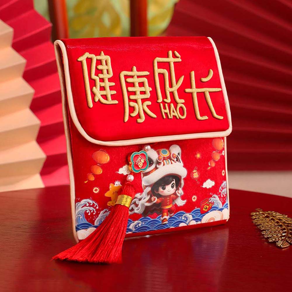 Polyester Children's Money Bag Embroidered Lucky Money Packet God of Wealth Red Pocket  Birthday