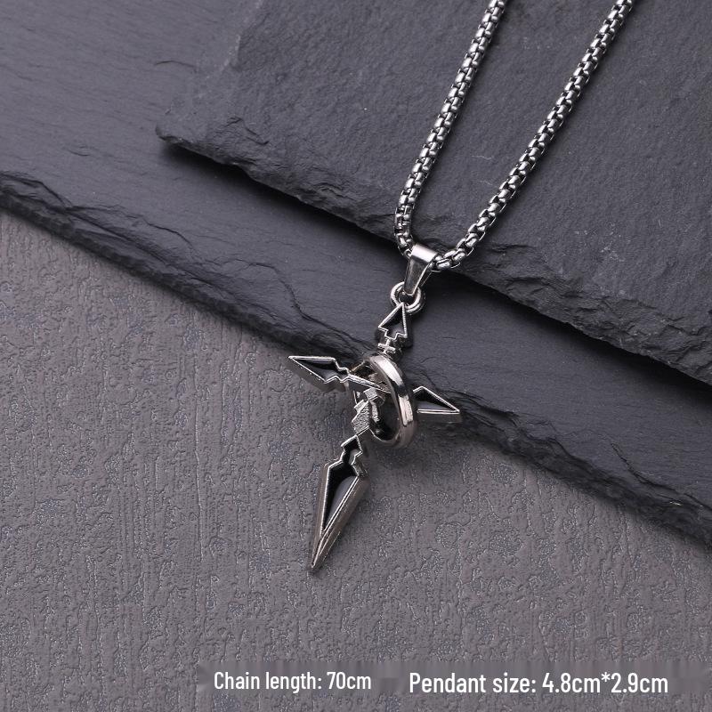 Ringed Cross Pendant Necklace: Unisex Hip Hop Sweater Chain for Autumn/Winter