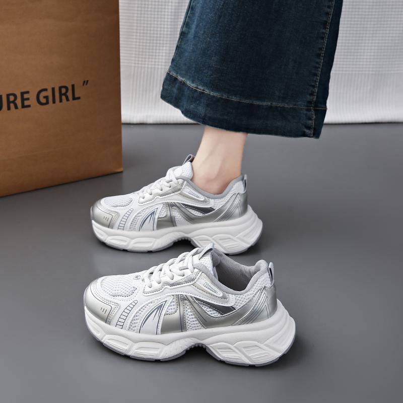 CRLAYDK Summer Women's Chunky Sneakers Mesh Breathable Walking Shoes Fashion Casual Ladies Platform Lace Up Sports Tennis