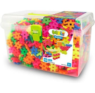 Plastic Construction Set Meli Basic Neon Travel Box, 1000 Pieces