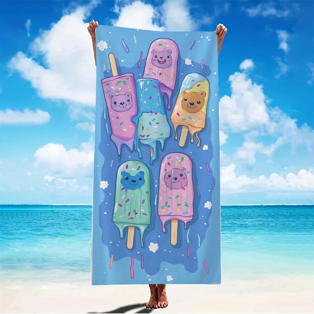 

Cute Ice Cream Pattern Beach Towel Multiple Sizes Available for Pool Beach Camping Cruise Summer Travel Essential Vacation Gift W40*H60(CM)