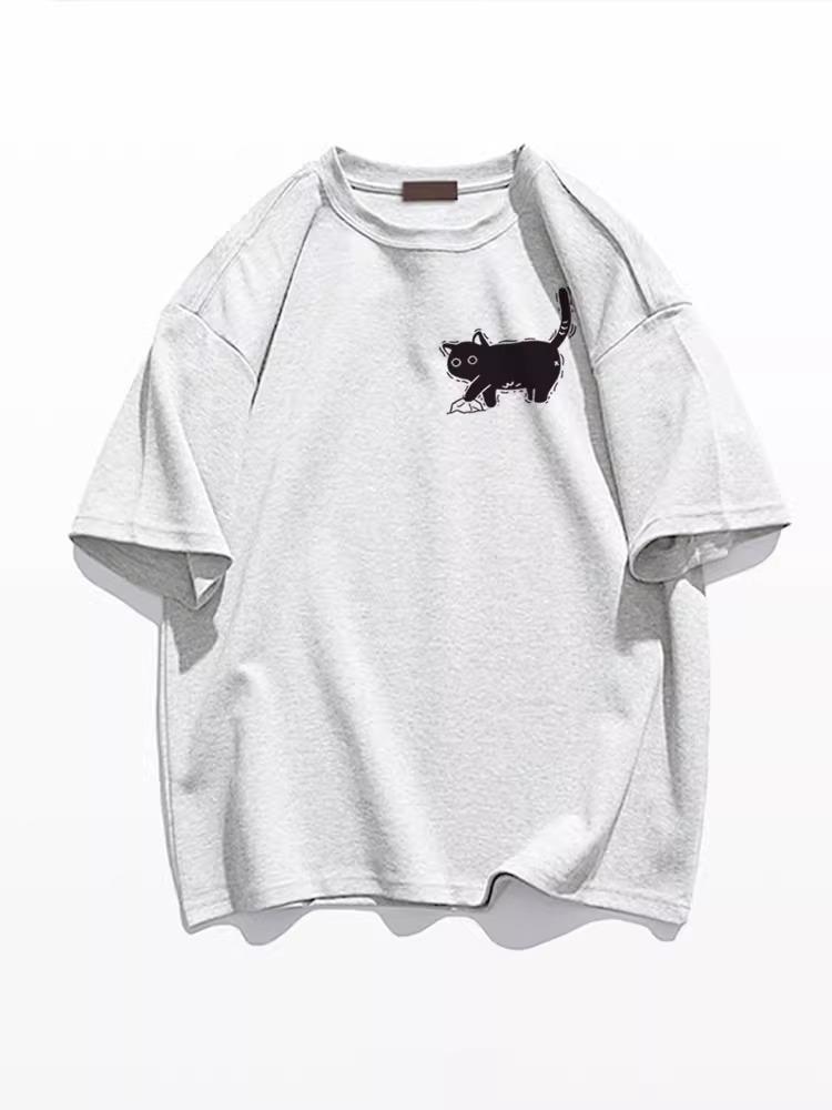 2025 Summer Women's Pure Cotton Cartoon Print Retro Short Sleeve T-shirt