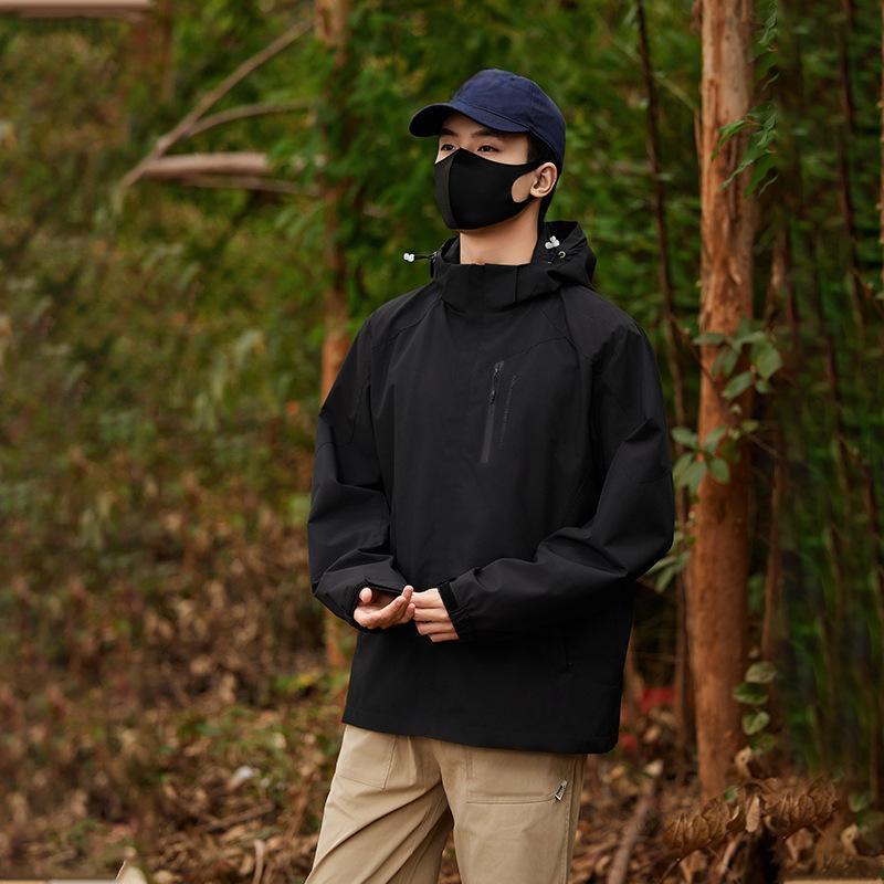 

Ветрозащитная уличная куртка для мужчин, легкая спортивная повседневная водонепроницаемая куртка, походные куртки, спортивные пальто 5XL чёрный