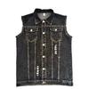 Foreign trade printing casual European and American punk denim locomotive vest lapel jacket men's 2098