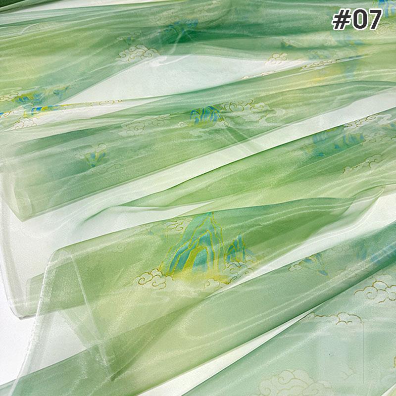 1M Chinese Style Gradient Ultra-thin Chiffon Designer Fabric Translucent Tulle Fabric DIY Ancient Hanfu Dress Costume Upholstery