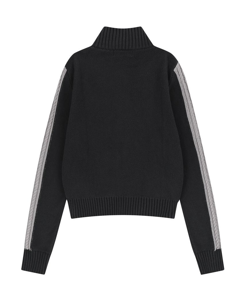 Aakam Sun Jacquard Zip-Up Sweater (Dark Gray)