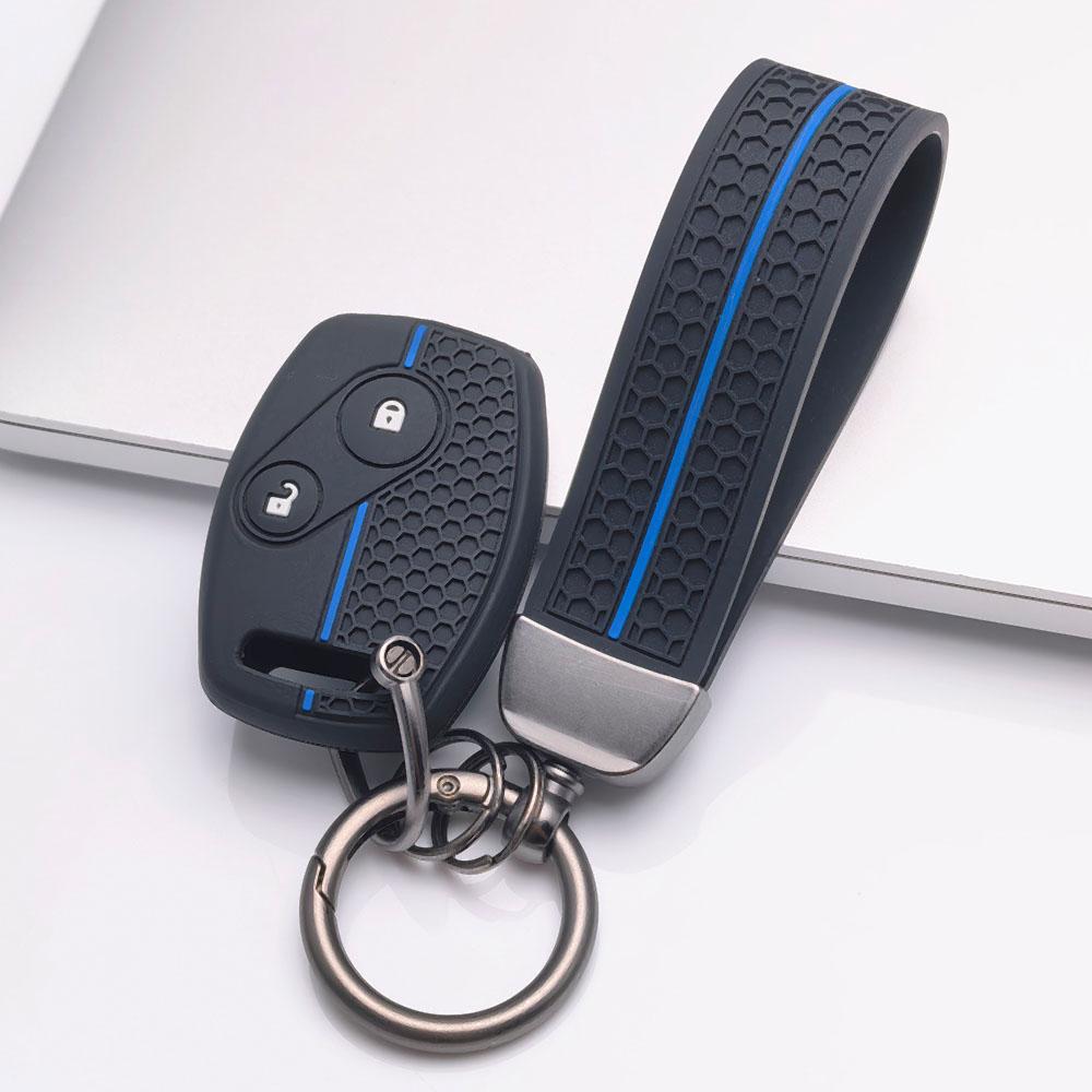 Premium Silicone Car Key Fob Cover For Honda Fit Civic Accord CRV HRV Jazz With Keychain Soft Silicone Car Interior Accessories Anti-Scratch