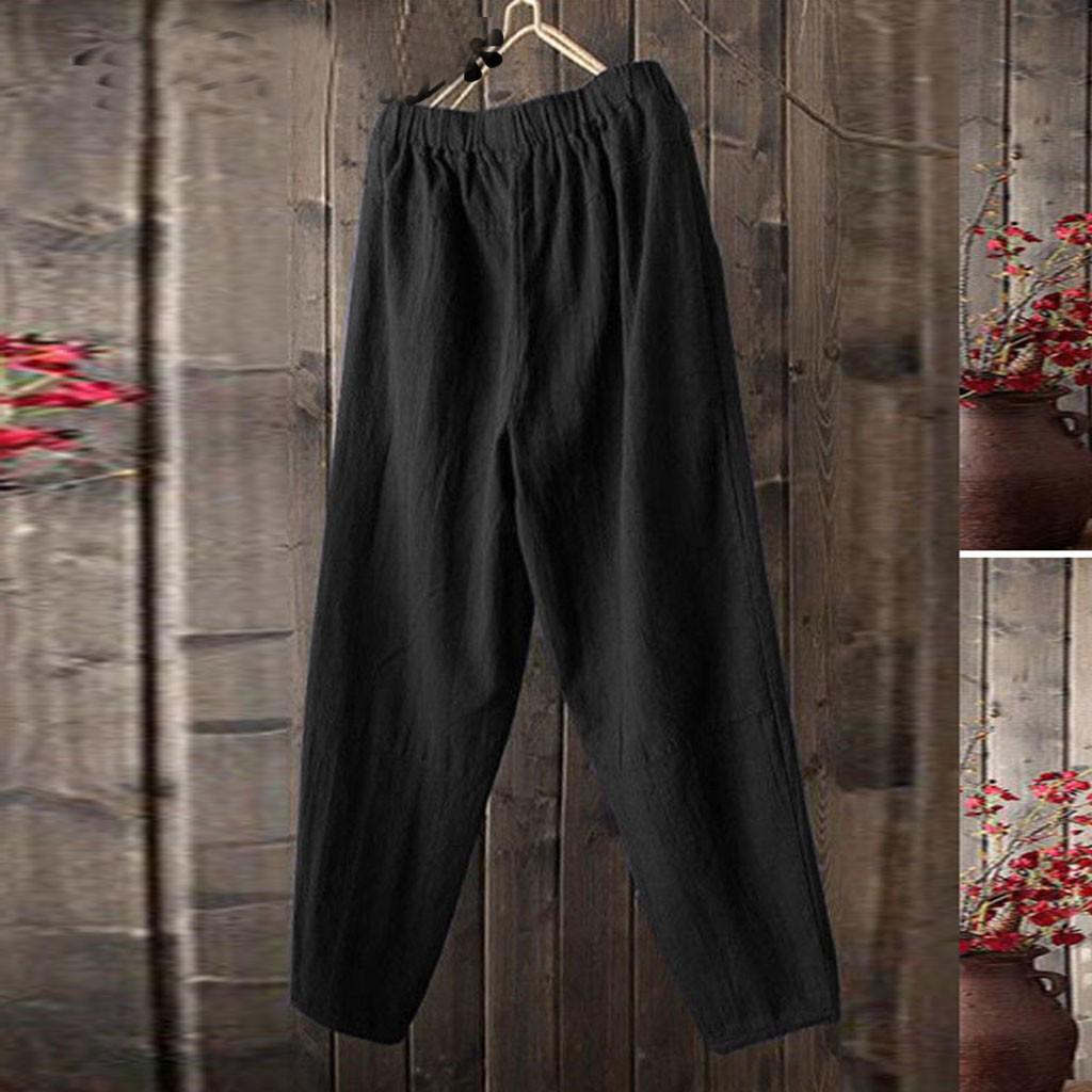 

Мужские летние и модные брюки из хлопка и льна XXXL чёрный