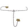 Fashion White Gemstone Pattern Rhinestone Body Chain, European And American Personalized Women'S Sexy Thong Underwear Chain