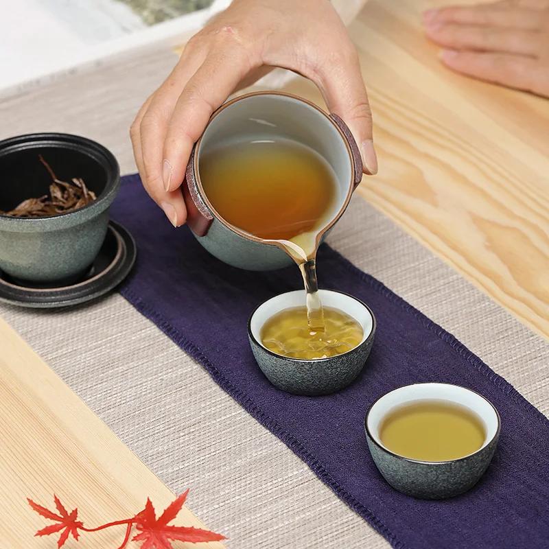 Ceramic Teapot, Gaiwan Tea Cup, Porcelain Sets, Portable Travel Drinkware