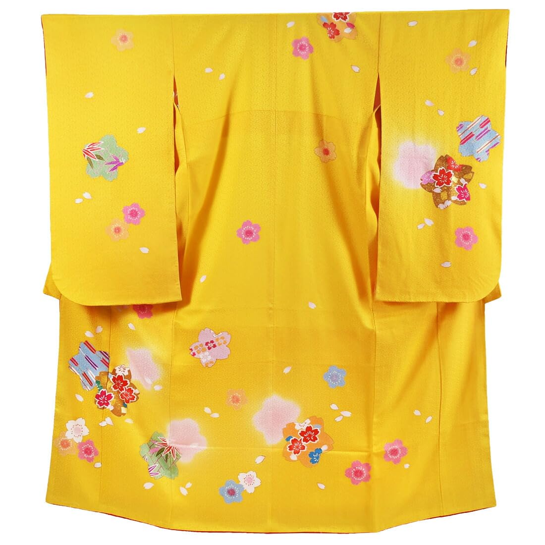 

7 Years Made in Japan Special Pure Large Celebratory Large Thirteenth Luxury Hiyoku 7 Years Yellow Shichi-Go-San Kimono, Old, [Nagomiya] Item, Silk, жовтий